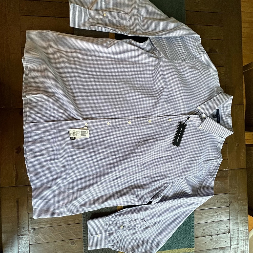Tommy Hilfiger BIG Andes Blue Gingham Button Down Shirt NWT